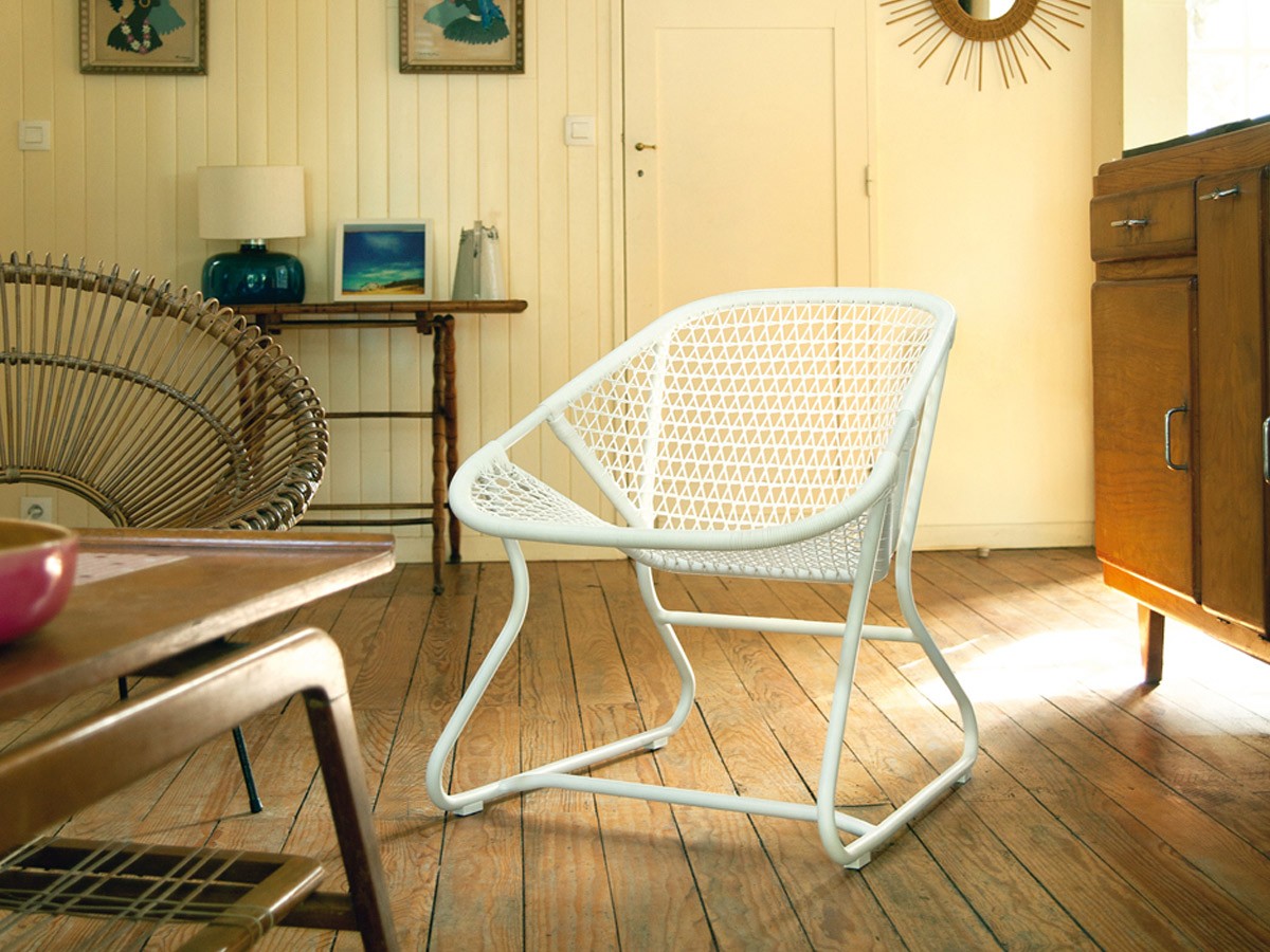 Fauteuil bas orange domino habitat