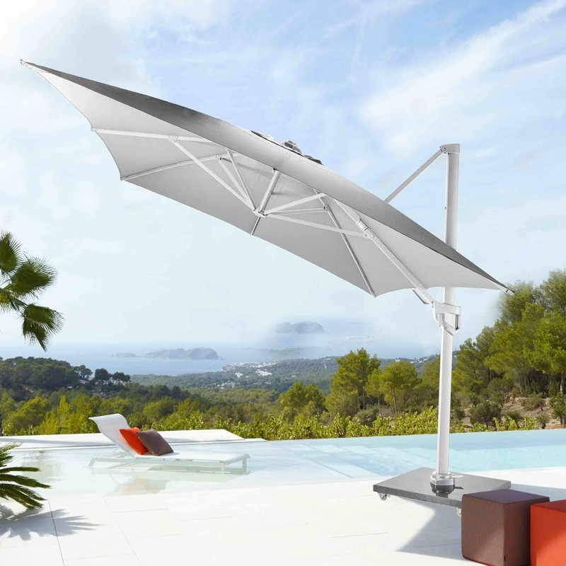 Parasol déporté ZARAGOZA 3X3m avec socle + HOUSSE JARDINICO