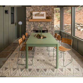 Table d'extérieur RIBAMBELLE 2 allonges Fermob vert cactus ambiance