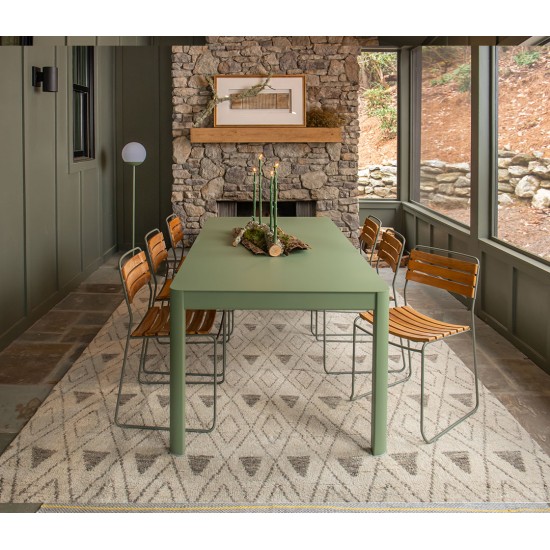 Table d'extérieur RIBAMBELLE 2 allonges Fermob vert cactus ambiance
